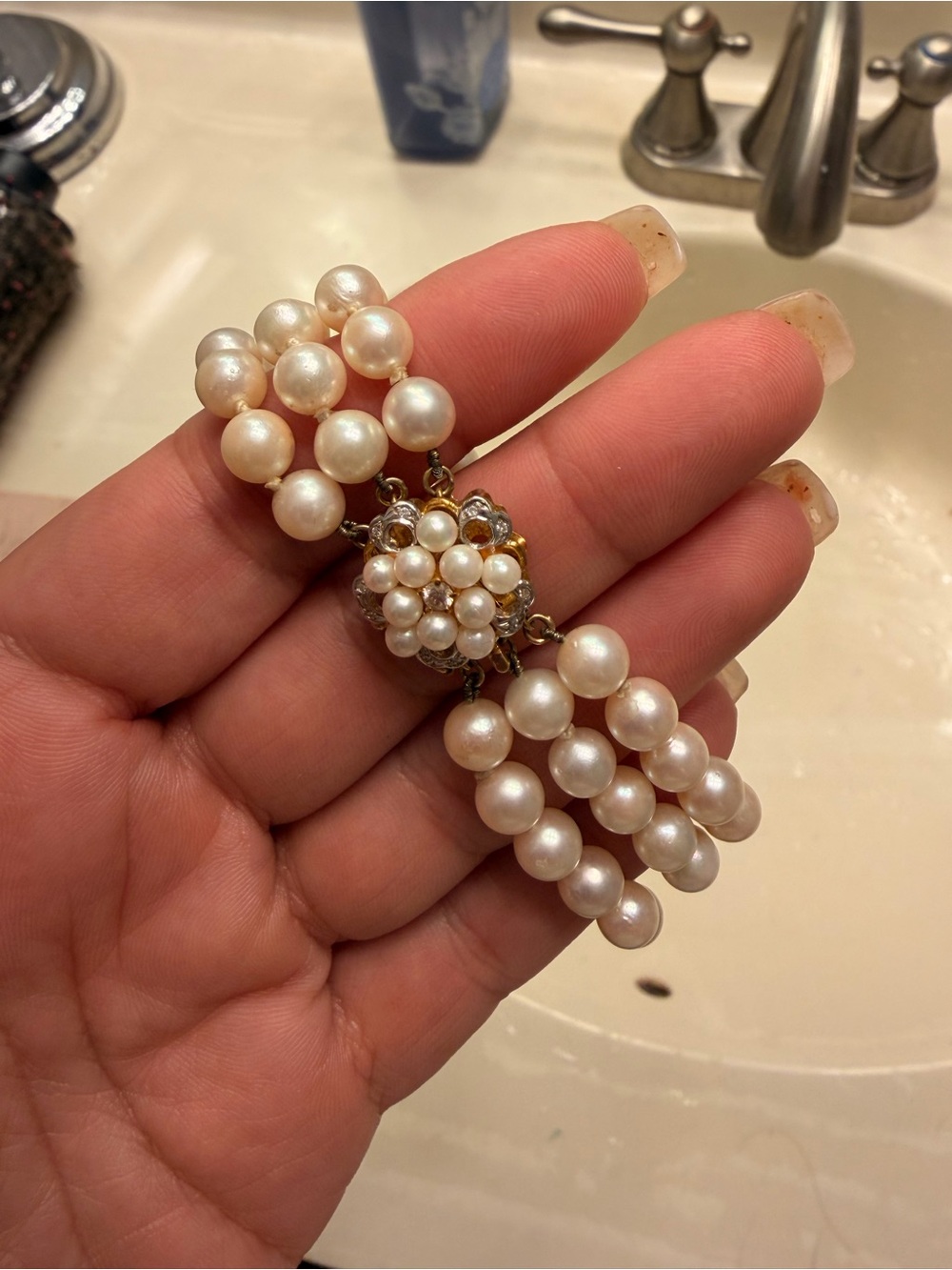 Pearl Cluster 3-Strand Bracelet - 14kt gold - Picture 4 of 7